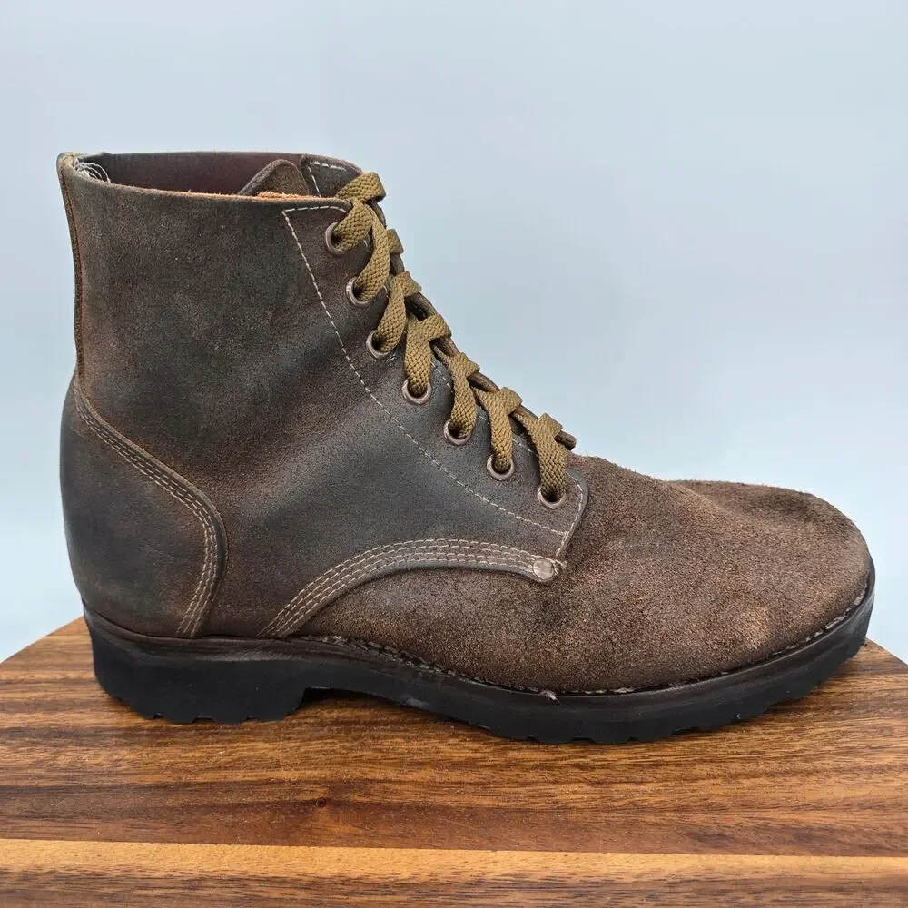SM Wholesale Boots Mens 9 Brown Leather Combat Army Military Roughout Lace Up